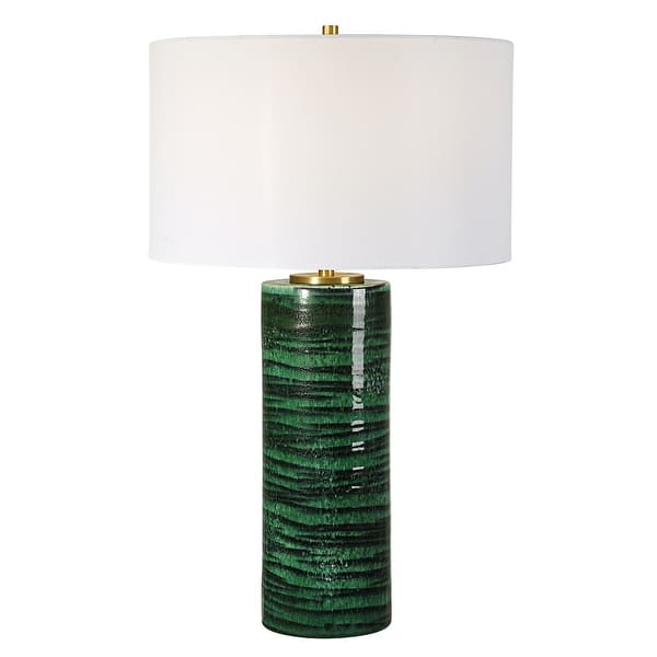slide 2 of 7, Uttermost Galeno Emerald Green Table Lamp - 28"H,   Shade 10"H x 17" Dia.