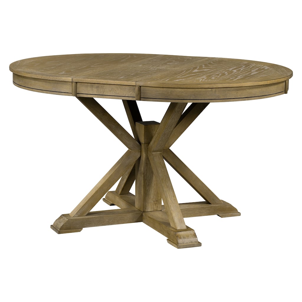 Dining Table For 6, Extendable Dining Room Table With Extendable Oval Table Top, X-shaped Base