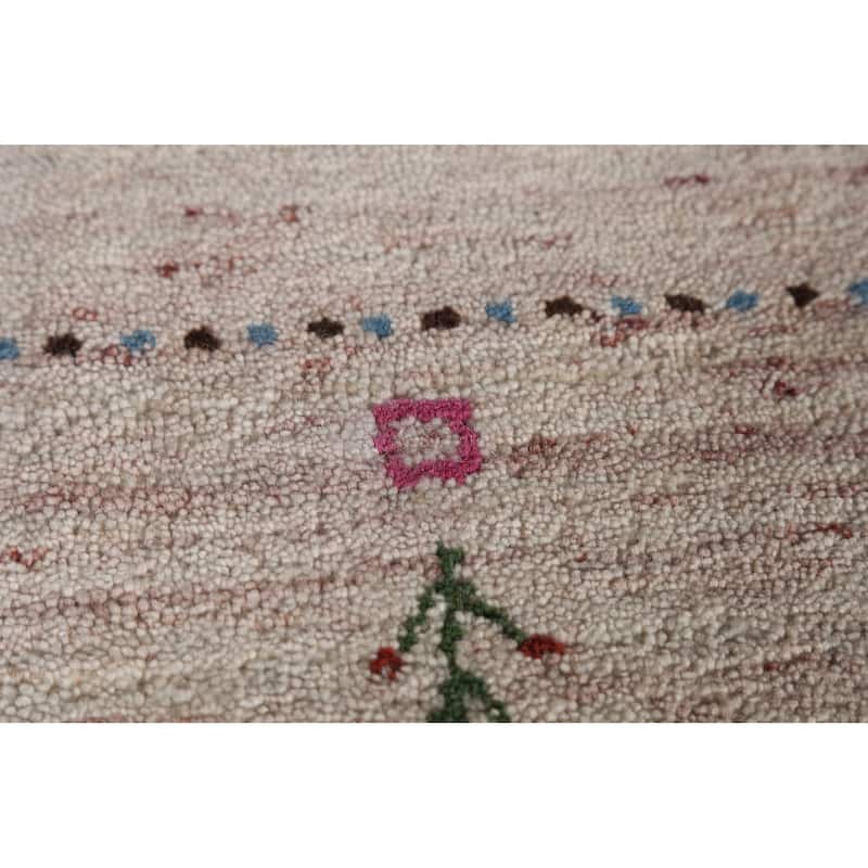 Hand Knotted Oriental 100% Wool Carpet Tribal Animal Pictorial Pink Gabbeh Area Rug - 11' 5'' X 8' 9''
