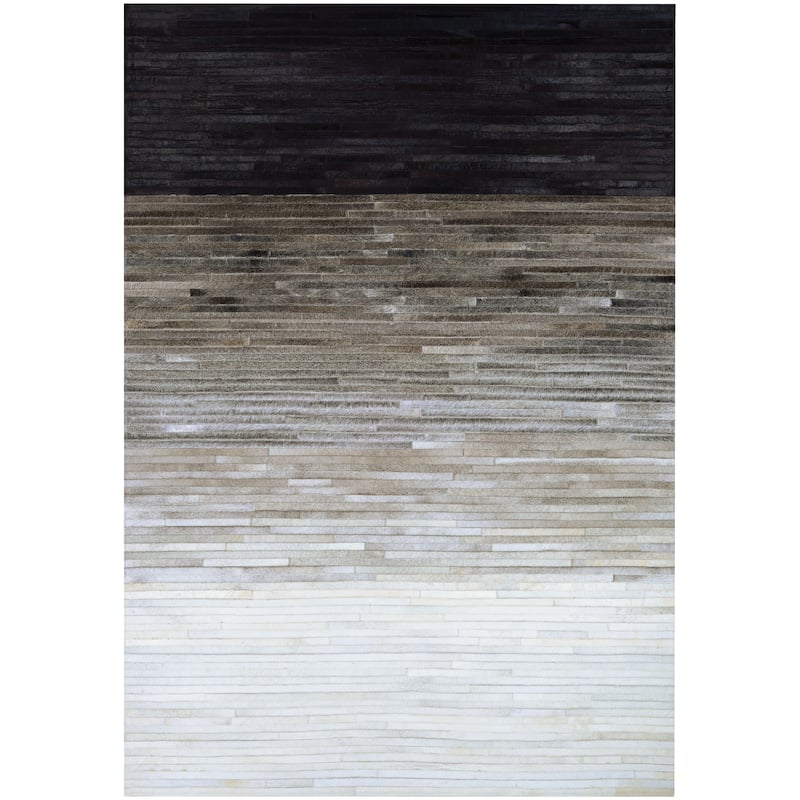 Handmade Couristan Chalet Homestead Cowhide Leather Area Rug - 3'6" x 5'6" - Ivory/Gray
