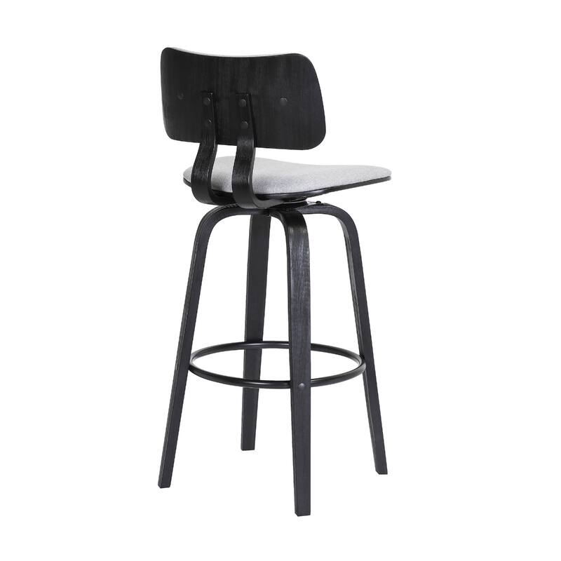 Faux Leather Armless Counter Height Bar Chair with Wood Frame, Swivel and Footrest