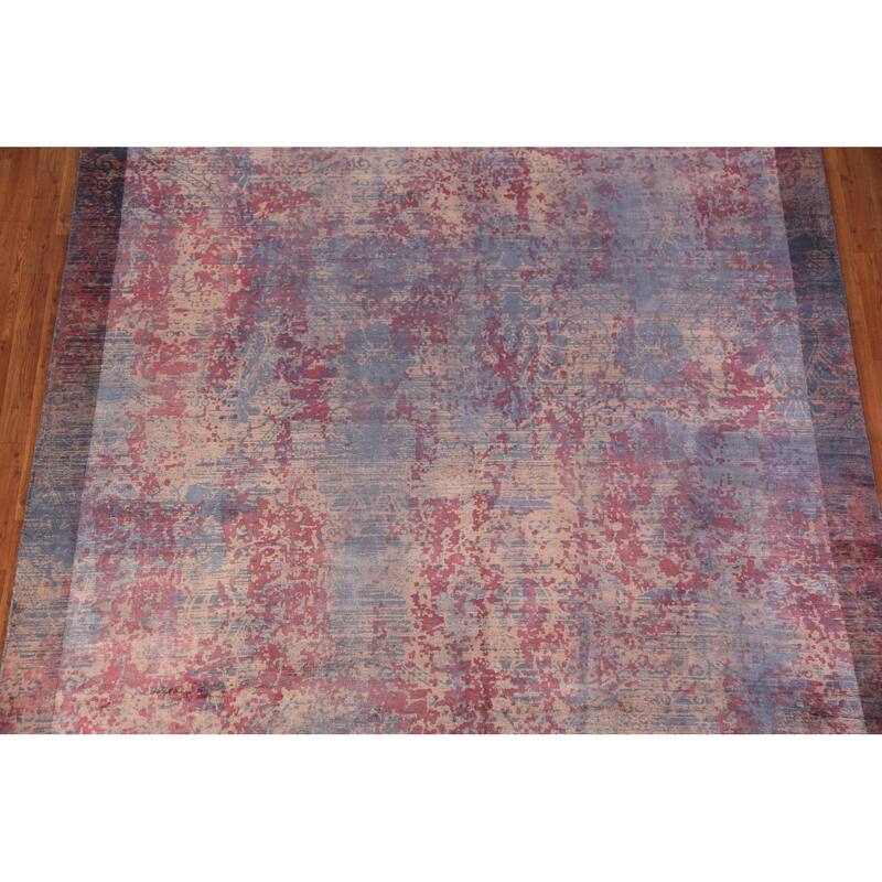 Contemporary Abstract Area Rug Handmade Indian Wool Carpet - 8'0"x 9'7"