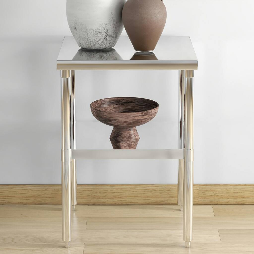 24 x 24 Inch Stainless Steel Work Table with Under Shelf - 24 x 24