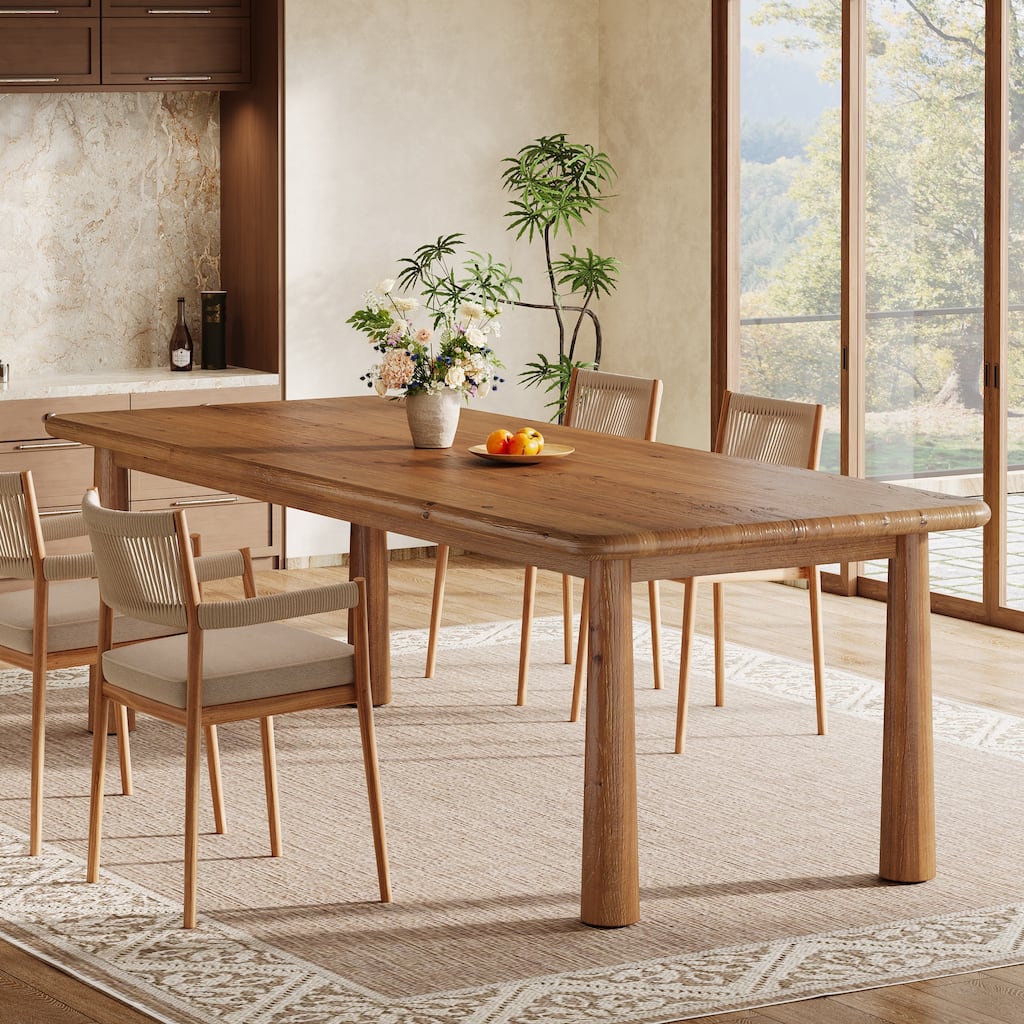 Solid Wood Dining Table, 63'' Kitchen Table Dining Room Furniture