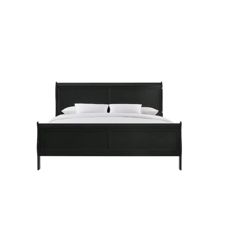 Queen Size Solid Wood Sleigh Bed with Louis Philippe Style