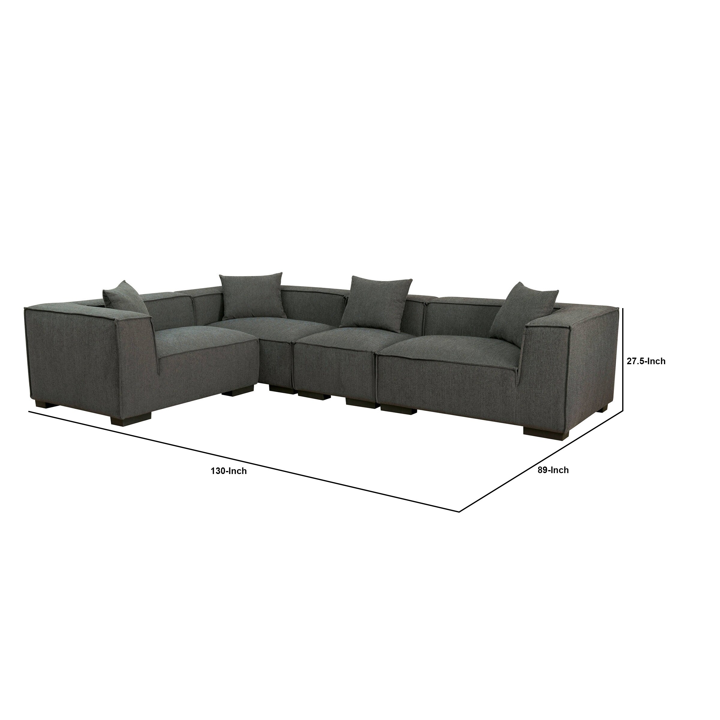 Shop Fabric Upholstered Wooden Sectional Sofa With Padded Track