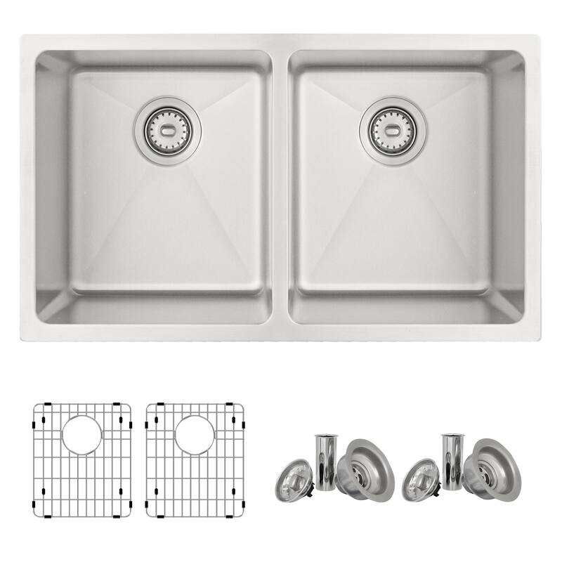 Stylish Dual Mount 31" Stainless Steel Double-Bowl Kitchen Sink S-401G
