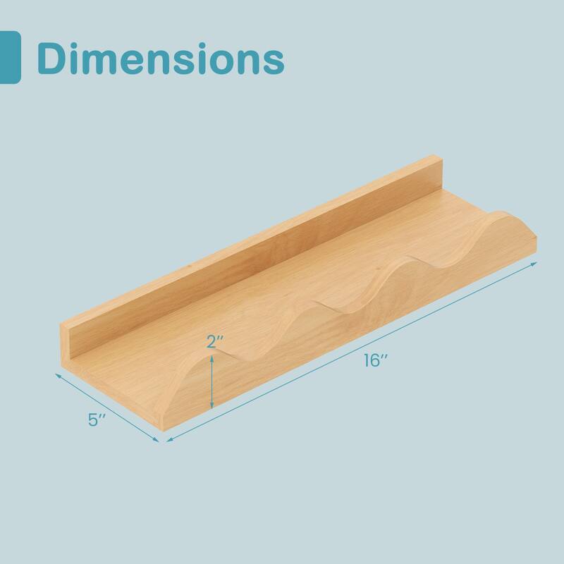 Natural Fir Wood Nursery Wall Shelves Set of 4 with Safety Edges - 16" x 5" x 2"