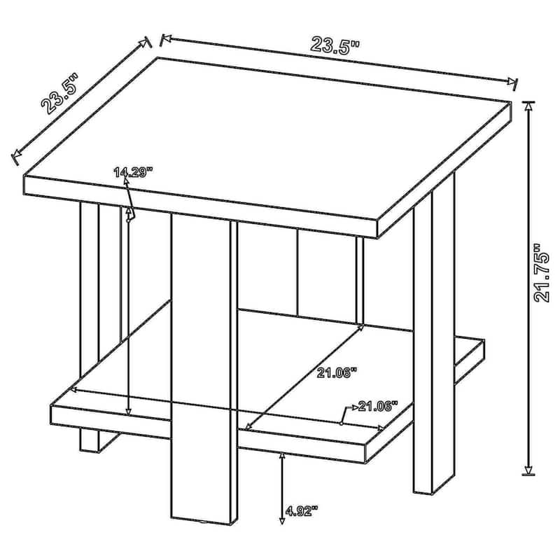 Dew 24 Inch Side End Table with Lower Shelf, Engineered Wood, Mango Brown