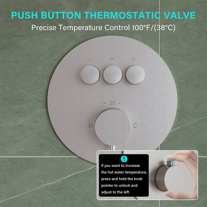 Ceiling/Wall Mount Multifunction Dual Shower System 10 in. 3-Function Round Shower Head With Hand Shower