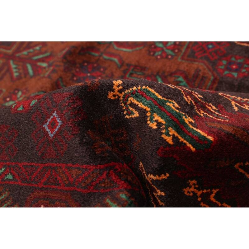 ECARPETGALLERY Hand-knotted Teimani Black, Dark Red Wool Rug - 3'8 x 7'1