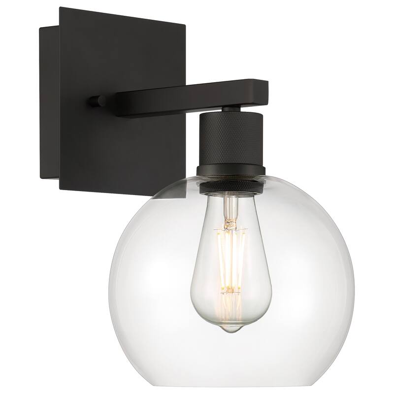 Port Nine Burgundy LED Wall Sconce - Replaceable LED - Clear Glass/Matte Black