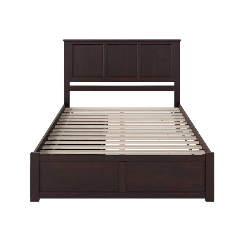 Madison King Platform Bed with Footboard and 2 Drawers in Espresso