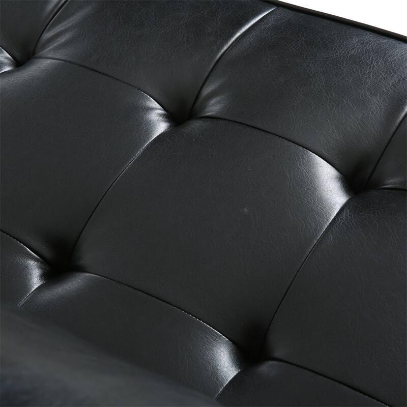 3 Seat PU Sofa with Wooden Frame and Legs