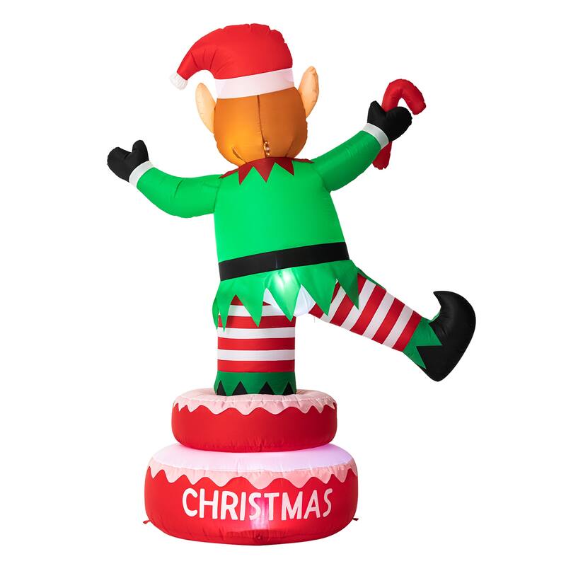 Glitzhome 6FT Lighted Inflatable Rotating Elf Decor