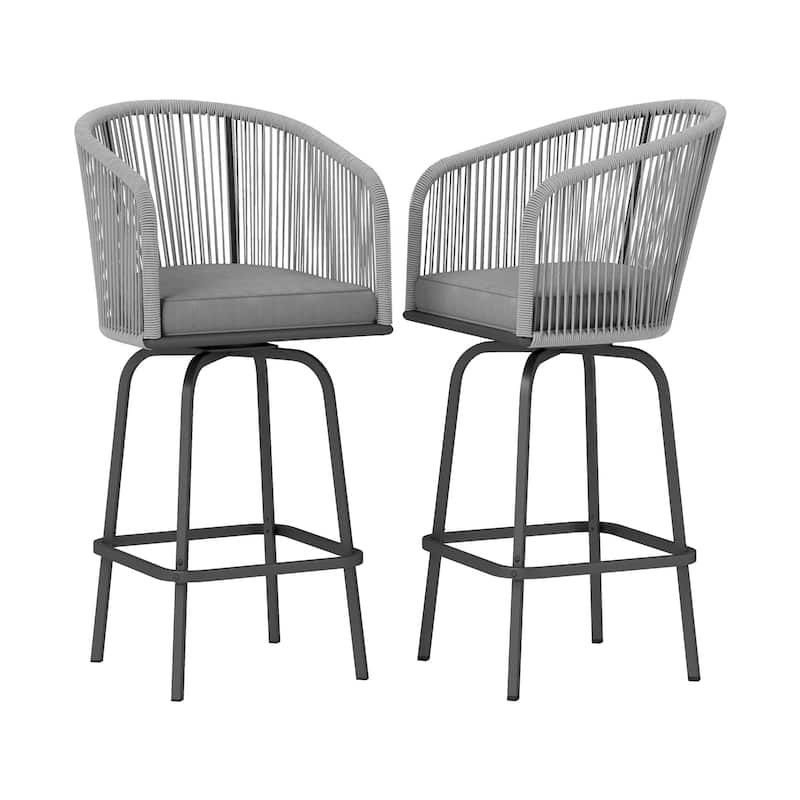 44.2" Patio Woven Swivel Bar Stools Set of 4 Bar Chair - 21.7"L x 19.7"W x 44.1"H