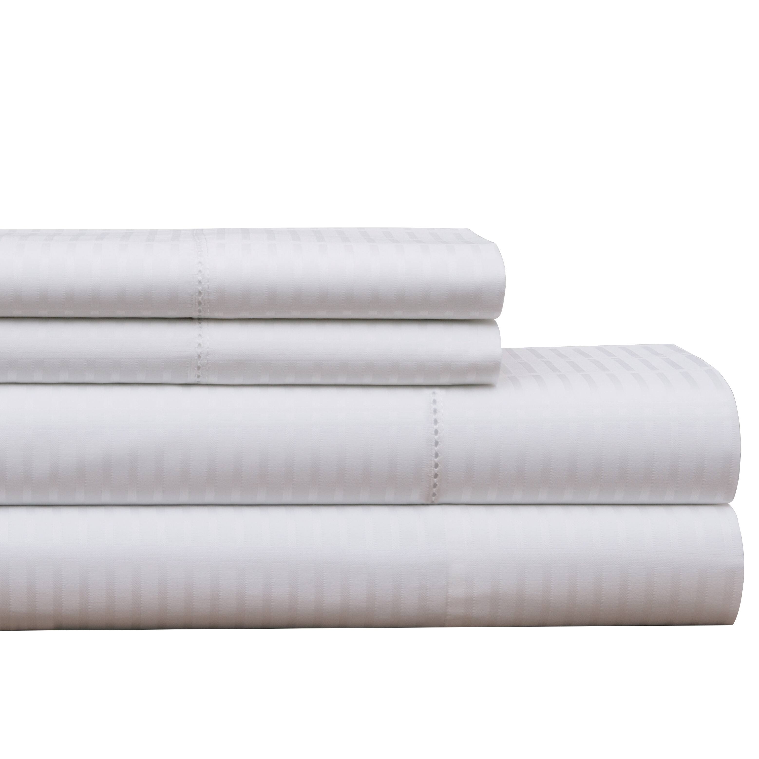Pointehaven 450 TC Dobby Long Staple Cotton Oversized Bed Sheet Set
