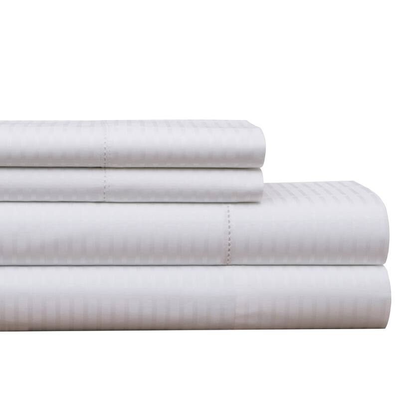 Pointehaven 450 TC Dobby Long Staple Cotton Oversized Bed Sheet Set - Queen - White