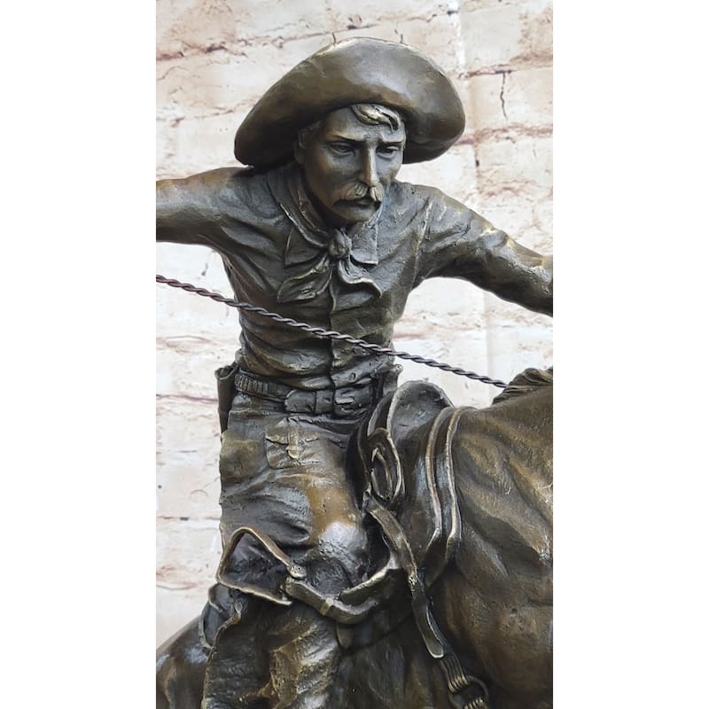Frederic Remington Bronco Buster Bucking Horse Western Americana Bronze Statue