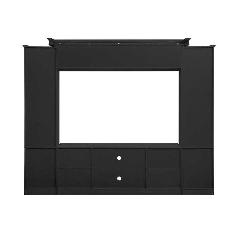 Modern Entertainment Center Wall Unit for TVs up to 65",70.87" TV Console Unit with Bookshelves & Tempered Glass Doors