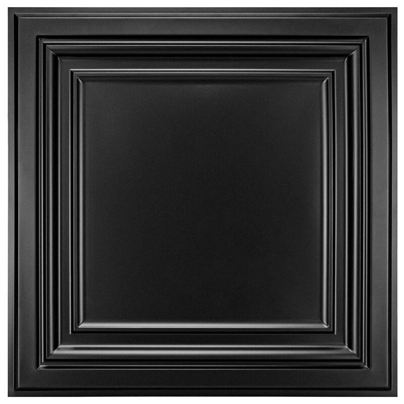 Art3d 2x2 PVC Decorative Suspended Ceiling Tiles,Glue-up Ceiling Tile,12Pcs - Black
