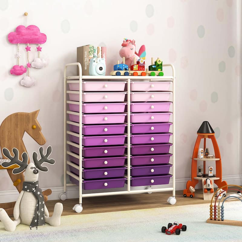Costway 20 Drawers Rolling Cart Storage Scrapbook Paper Studio - See Details