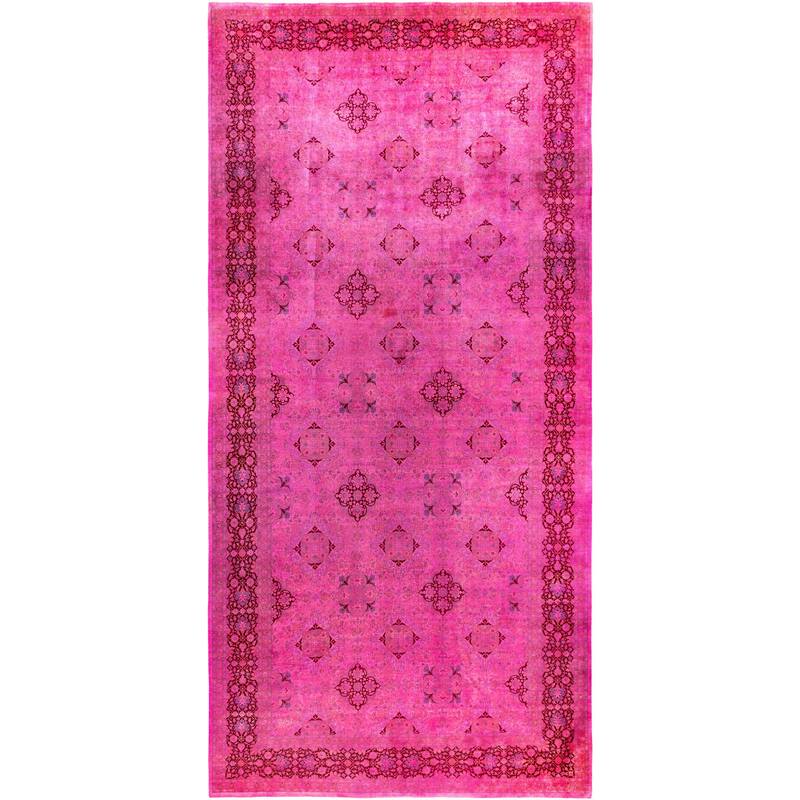 Overdyed One-of-a-Kind Hand-Knotted Area Rug - Pink - 9' 1" x 18' 10"