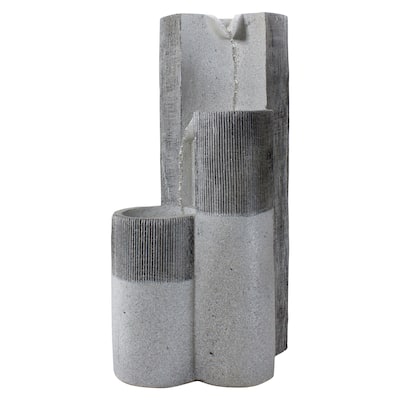 24" Gray Speckled Modern Style 3-Tier Rainfall Outdoor Water Fountain