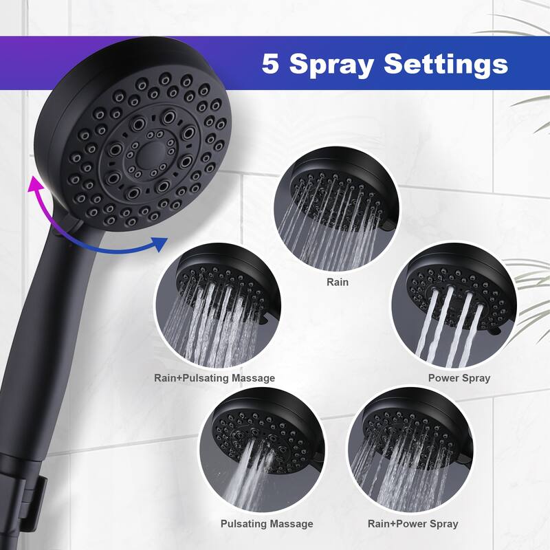 WOWOW 5-Spray 3.5 in. Wall Mount Handheld Shower Head