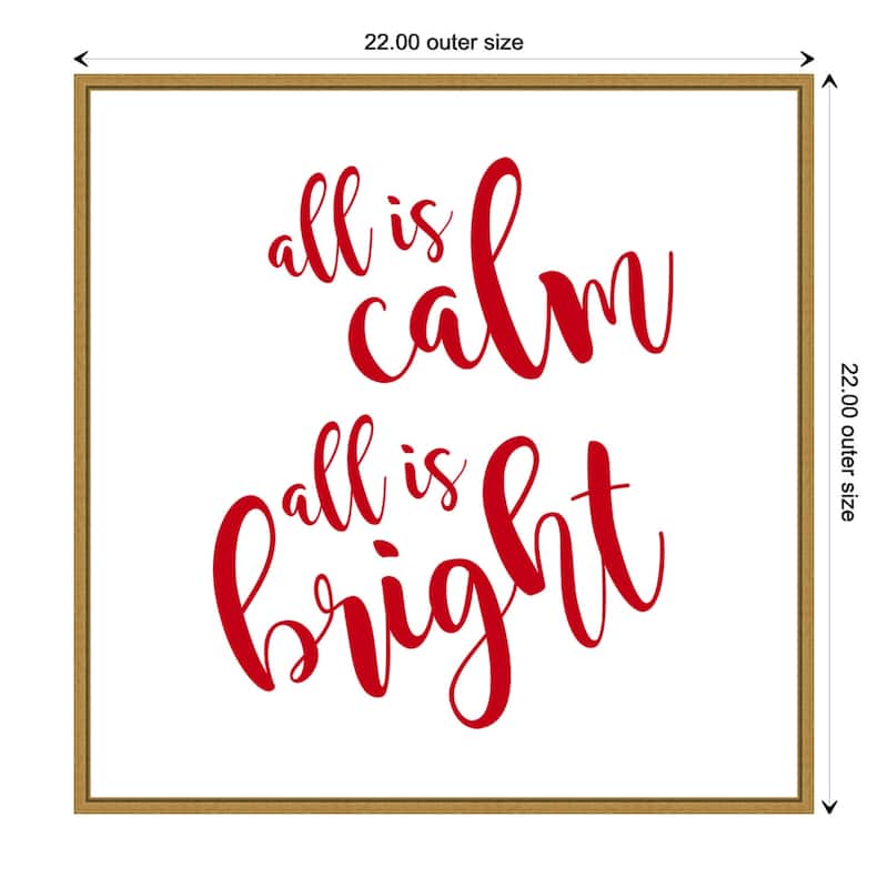 All is Calm Script Red by Amanti Art Portfolio Framed Canvas Wall Art