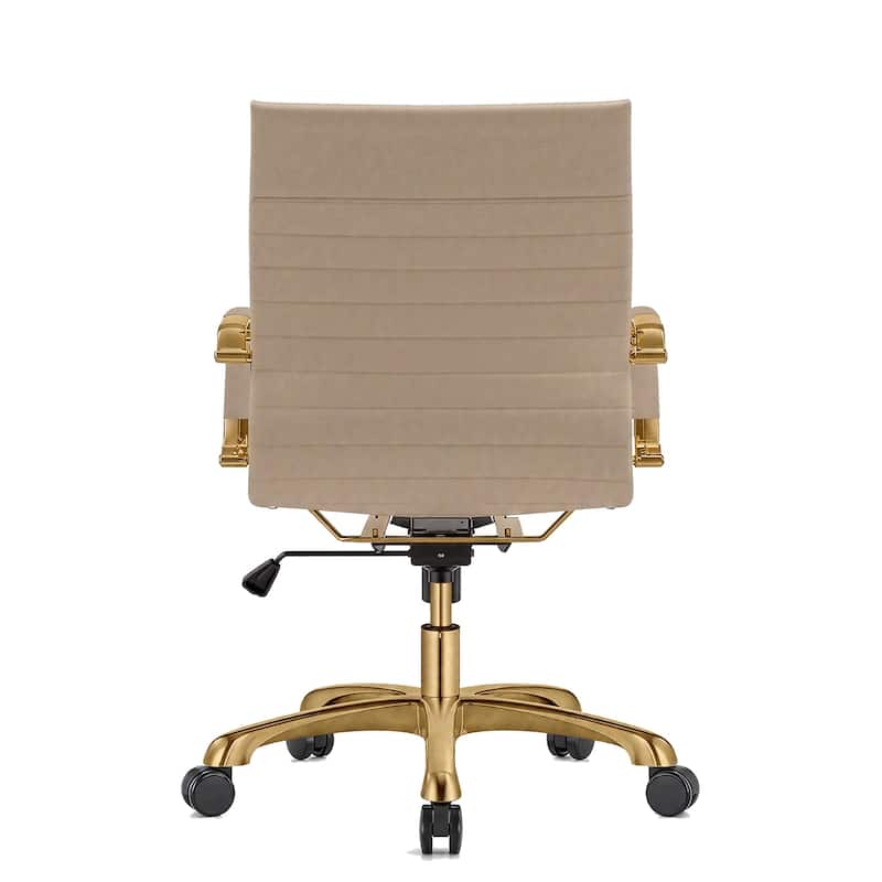 Harris Modern Gold Frame Leather Office Chair with Padded Seat, Adjustable Height, 360° Swivel, and Smooth Rolling Casters