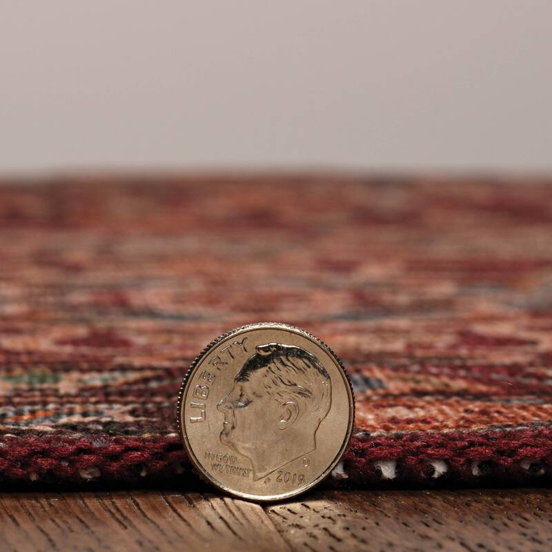 Neil Machine Washable Garnet and Ivory Area Rug