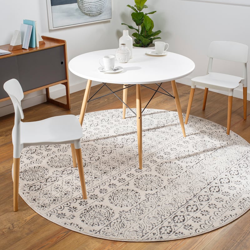 Livabliss Linc Bohemian Medallions Area Rug - Charcoal - 6'7" Round
