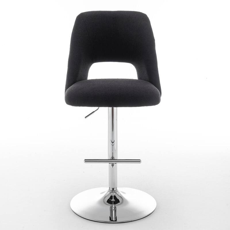 Best Quality Furniture Adjustable Textured Fabric Barstools with Chrome Finish Base (Set of 2)