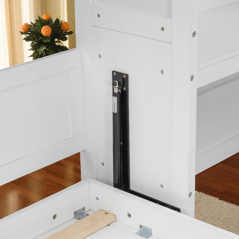 Queen Murphy Wall Bed with Storage Shelves, Louvered Design, Solid Pine/MDF, 600 lb Capacity, 8-10 in Mattress