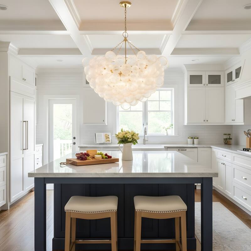 Gold Bubble Ball Chandelier, LED Pendant Light with Glass Globes