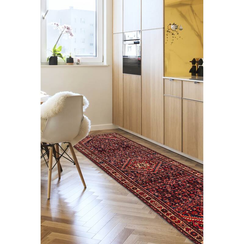 ECARPETGALLERY Hand-knotted Andelz Dark Navy Wool Rug - 3'5 x 10'8