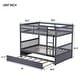 preview thumbnail 7 of 10, Dark Grey Full Over Full Rubber Wood Bunk Bed with Trundle and Guardrails and Ladder