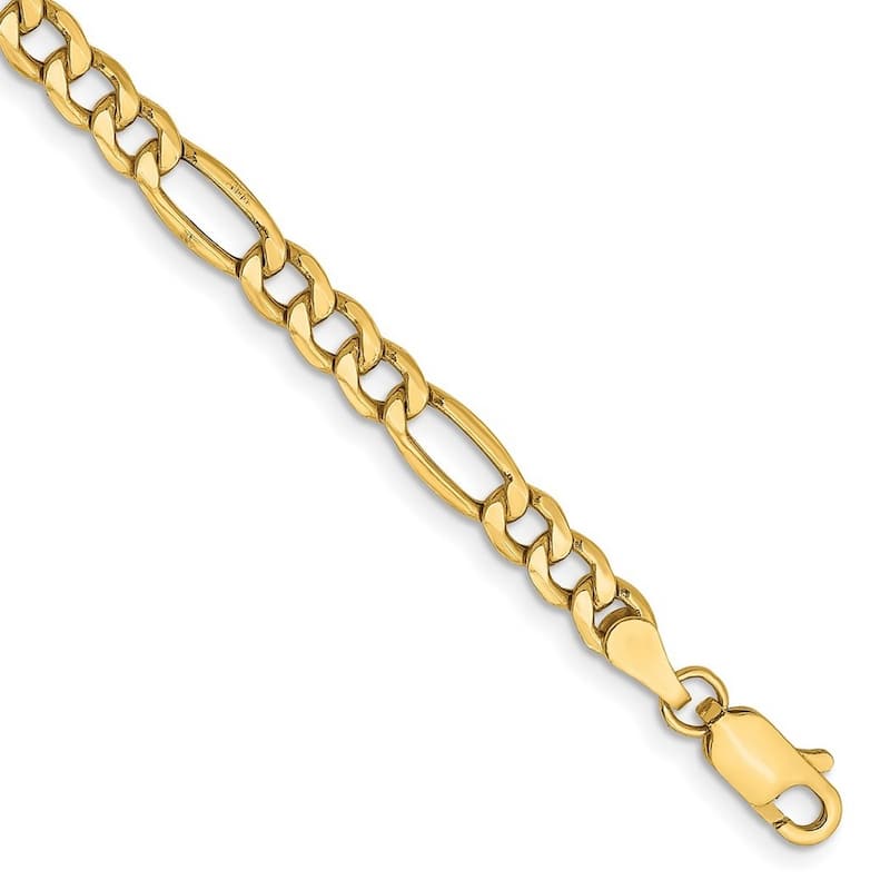 Curata 14k Yellow Gold 4.2mm Semi Solid Figaro Chain Bracelet Options: 7" 8"