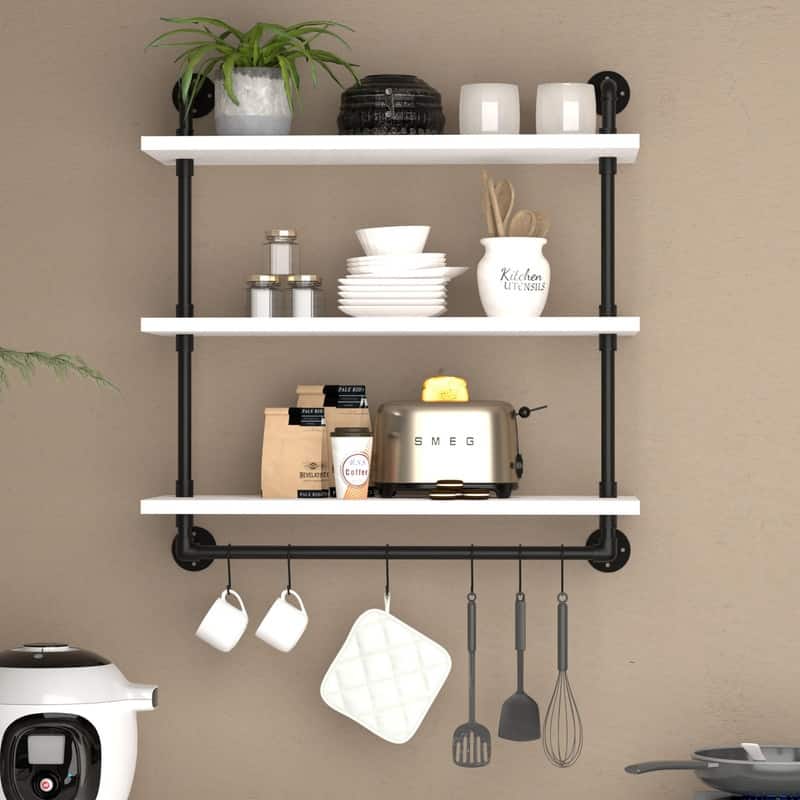 Industrial Pipe Shelves Shelving - 9.85"D x 30"W x 41"H - 30inch 3 tier