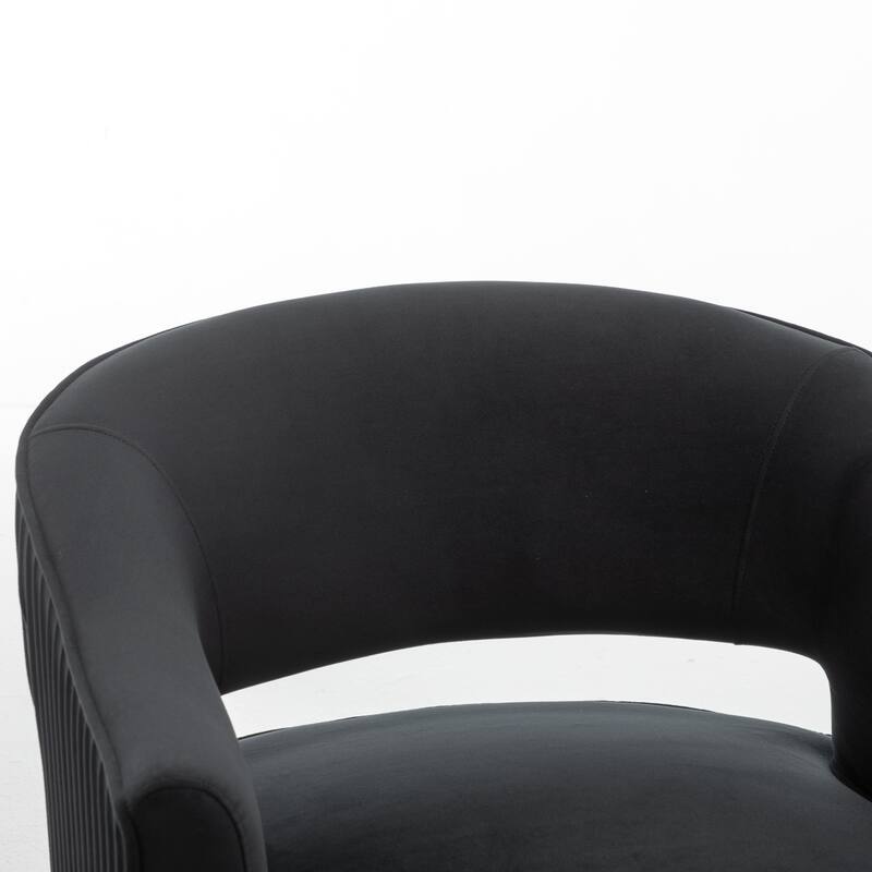 SEYNAR Modern Velvet Accent Arm Vanity Chair with Wingback and Gold Legs for Living Room