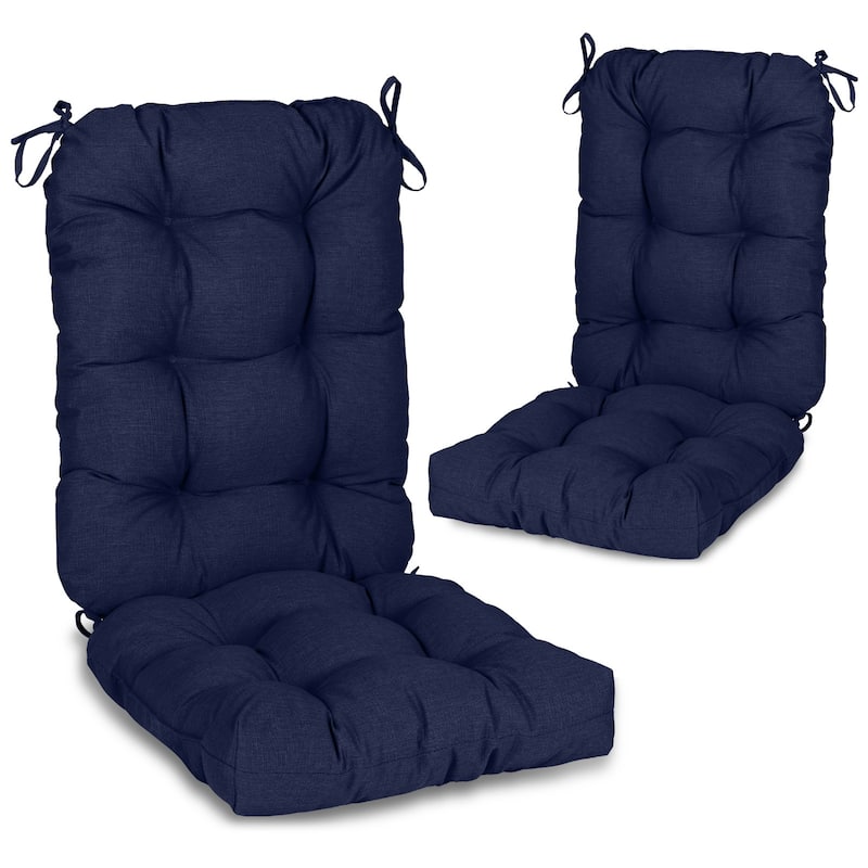 Aoodor Outdoor 42"x 20" x5" Tufted Back Cushions Patio Replacement Chair Cushion, Set of 2 - 42" x 20" x 5" - Dark Blue