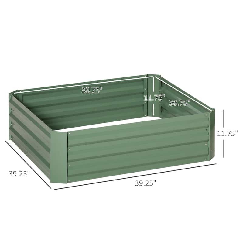 2 Piece Weather-Resistant Raised Flower Beds Galvanized Raised Garden Bed with Open Bottom for Growing Vegetables Flowers