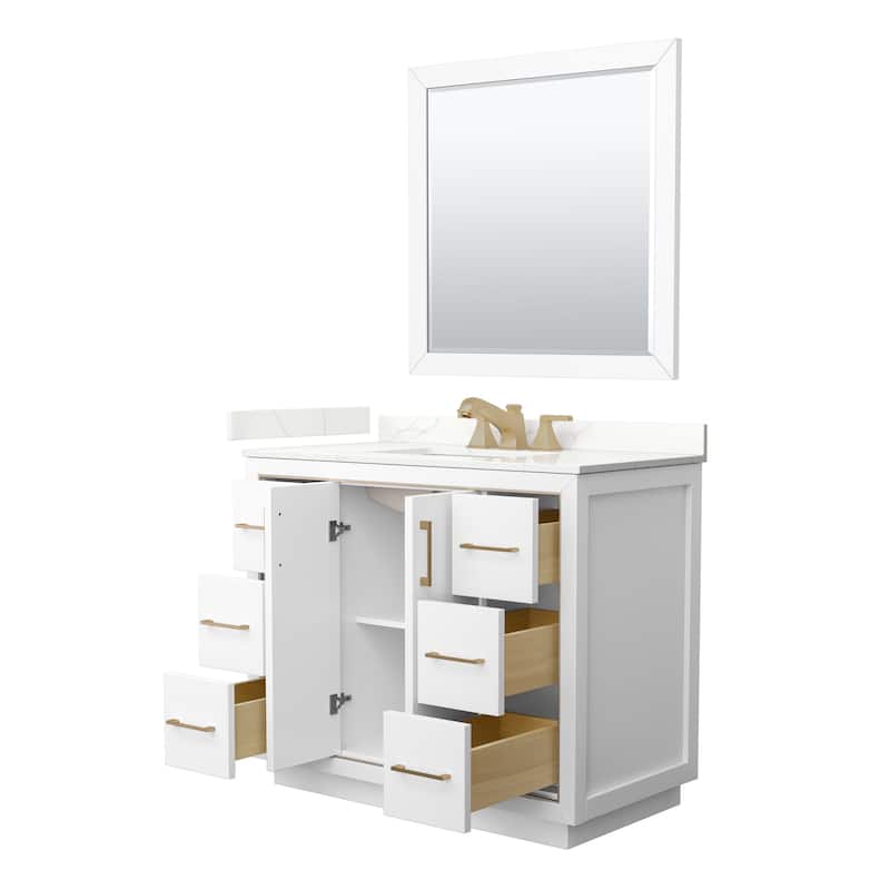 Icon 42-inch Single Vanity, Quartz Top, 34-inch Mirror