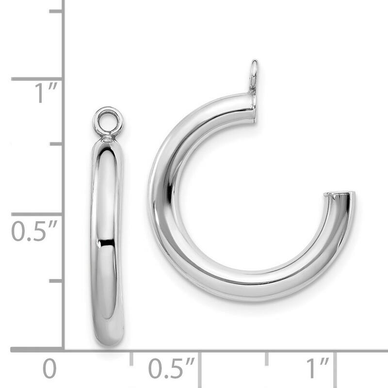 Curata 14k White Gold Hollow Polished Tube Hoop Earrings - Jackets 29x3mm