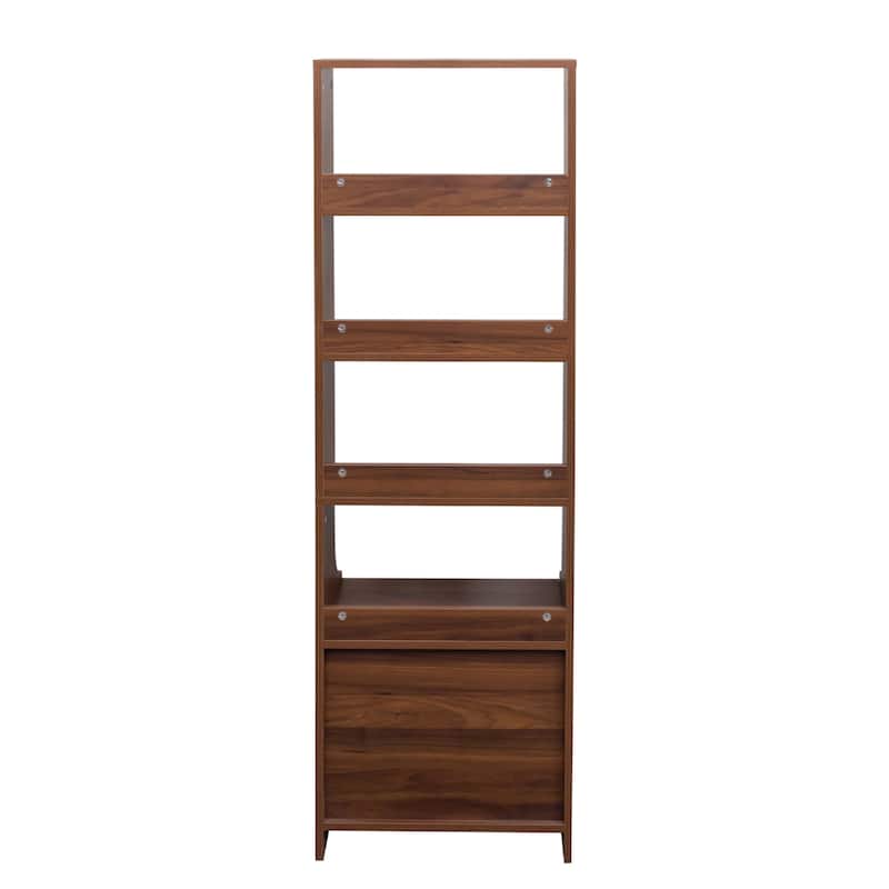 GDFStudio - Rainie Modern 58.11" Tall Nightstand with Bookshelf and 2 Storage Drawers for Bedroom