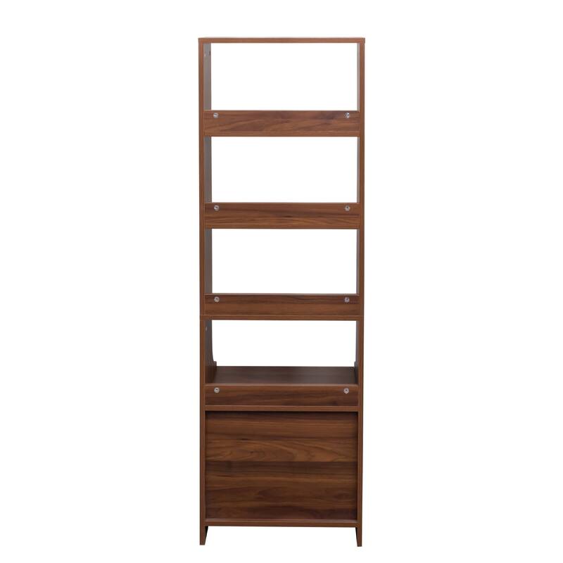NightStand with Bookshelf and 2 Drawers,Modern Night Stand