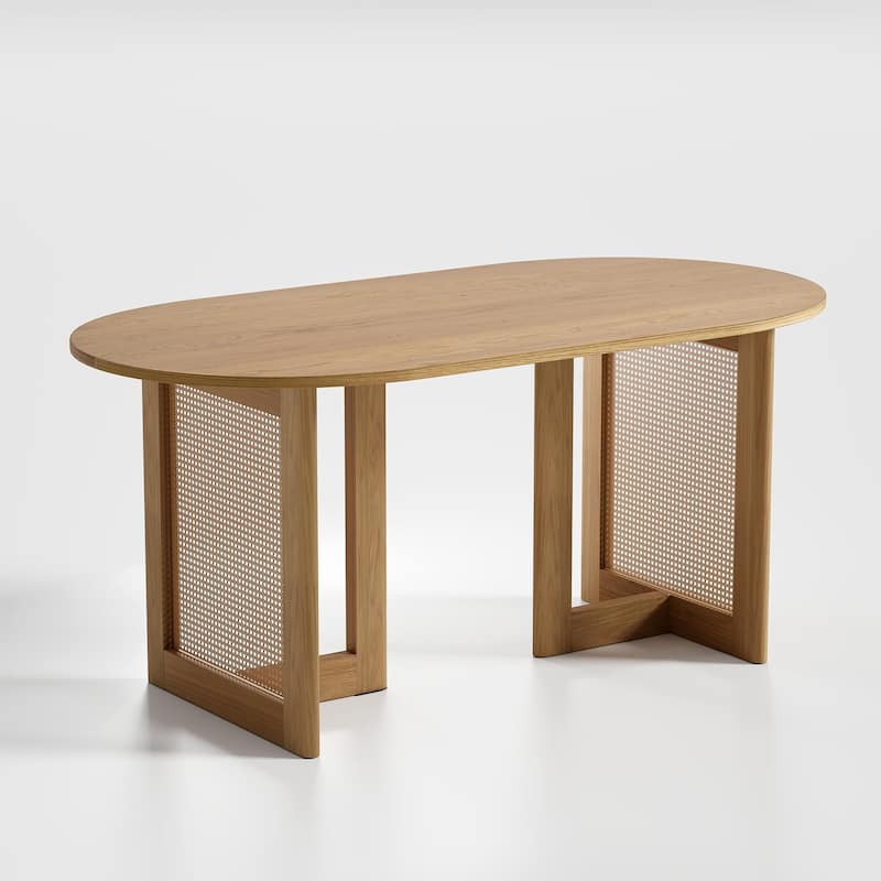 Wooakway Solid Wood 67'' Oval Dining Table for 6-8 People Nordic style