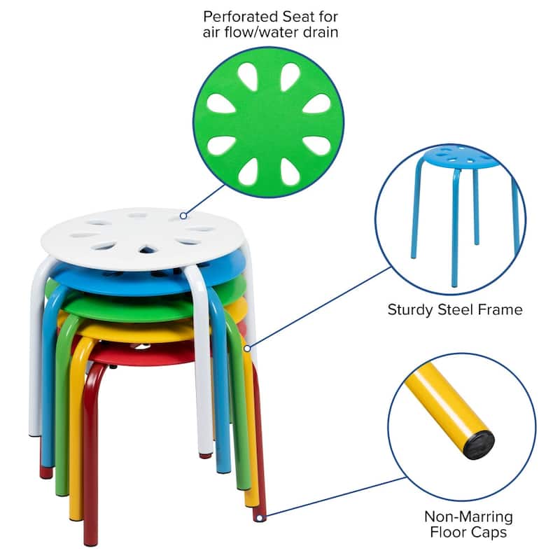 Plastic Nesting Stack Stools - Classroom/Home, 11.5"Height (5 Pack)
