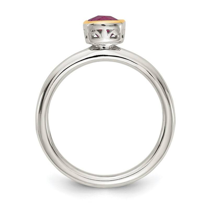 Curata 925 Sterling Silver With 14k Accent Rhodolite Garnet Ring